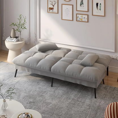 Hoekbank Met Slaapfunctie – 3-Zitsbank – Slaapbank – Loungebank – Verstelbare Rugleuning – Katoenen Fluweel – Metalen Frame - Diepblauw