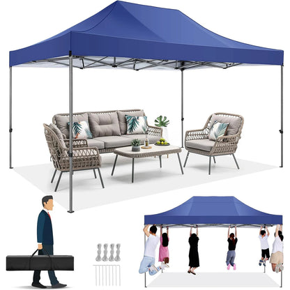 Tuinpaviljoen - Pop-Up Luifeltent – Overkapping – Tent – Luifel – Vouwtent – Waterdicht 420D Oxford – Verstelbare Hoogte 222-240cm - Marineblauw