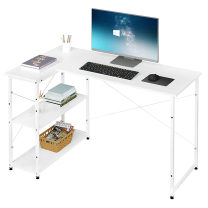 Bureau - Game Bureau - Hoekbureau - Gaming Bureau - 120x72.5x72cm - L-Vormig Bureau - Hoektafel met Omkeerbare Planken en Opbergruimte - voor Woonkamer, Slaapkamer, Studie - Vintage Bruin
