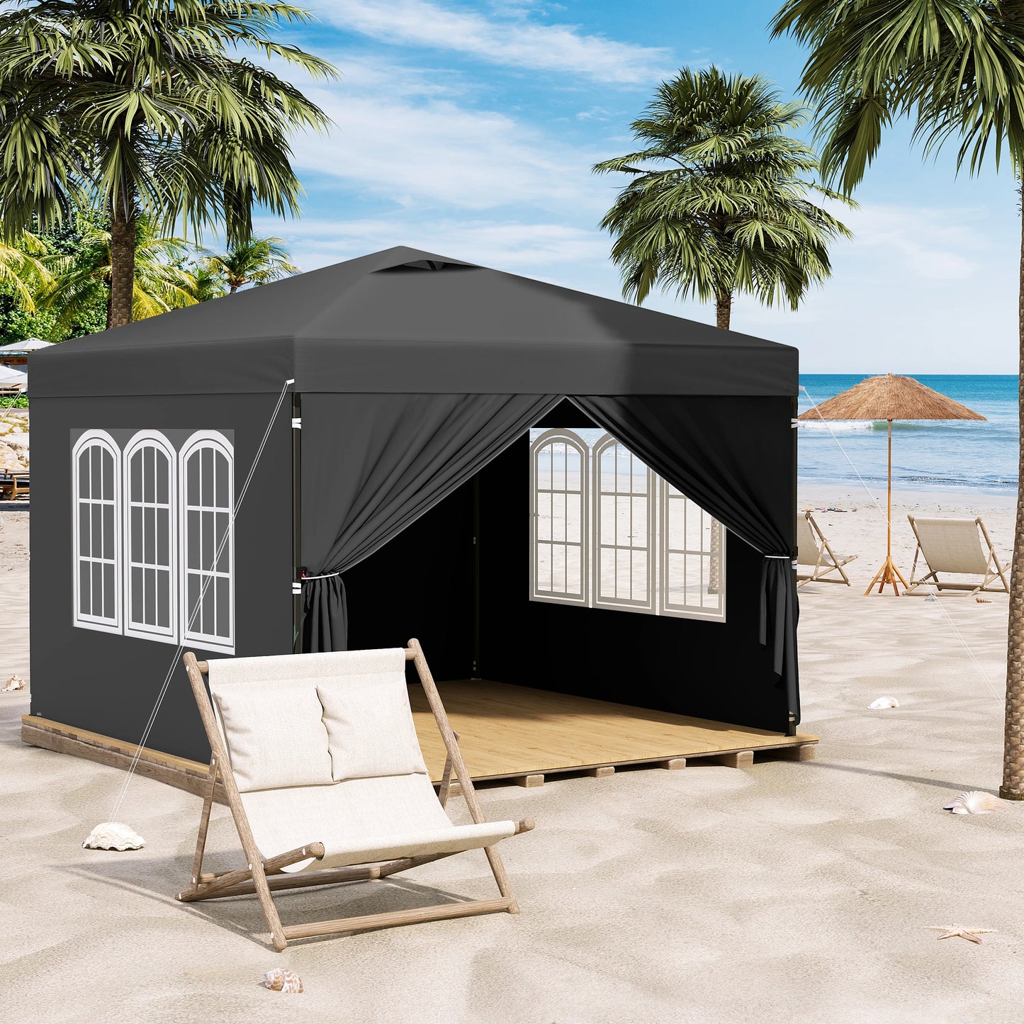 Paviljoen - Tuinpaviljoen - Partytent - Tuintent - Pop-up Kliksysteem - Stabiel - Vouwtent - Opvouwbaar - Waterdicht - Winterbestendig - 50+UV-Bescherming - voor Tuin - Buiten - Achtertuin - 210D Oxford - 3 x 3 m - Antraciet