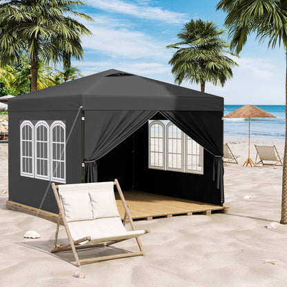 Paviljoen - Tuinpaviljoen - Partytent - Tuintent - Pop-up Kliksysteem - Stabiel - Vouwtent - Opvouwbaar - Waterdicht - Winterbestendig - 50+UV-Bescherming - voor Tuin - Buiten - Achtertuin - 210D Oxford - 3 x 3 m - Antraciet