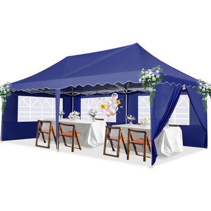 Partytent – Tuinpaviljoen – Evenemententent – Overkapping – 3x6 Meter – Staalframe – Waterdicht Met Zijwanden - Marineblauw