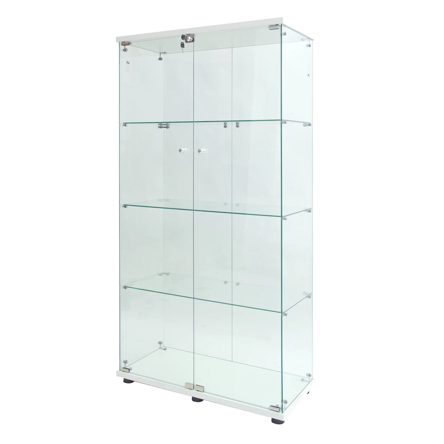 Glazen Vitrinekast – Vitrinekasten – Displaykast – Curio Kast – Opbergkast – Wit – 2-Deurs Met 4 Planken – Ingebouwde LED-Verlichting – Gehard Glas