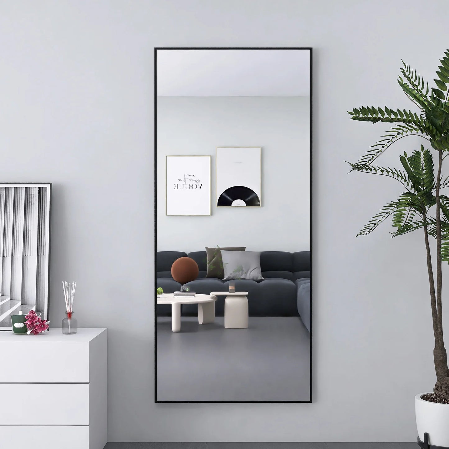 Lange Spiegel – Passpiegel – Wandspiegel – Staande Spiegel – Hangspiegel – Gehard Glas – Aluminium Frame – 180x80 cm – Veilig & Duurzaam