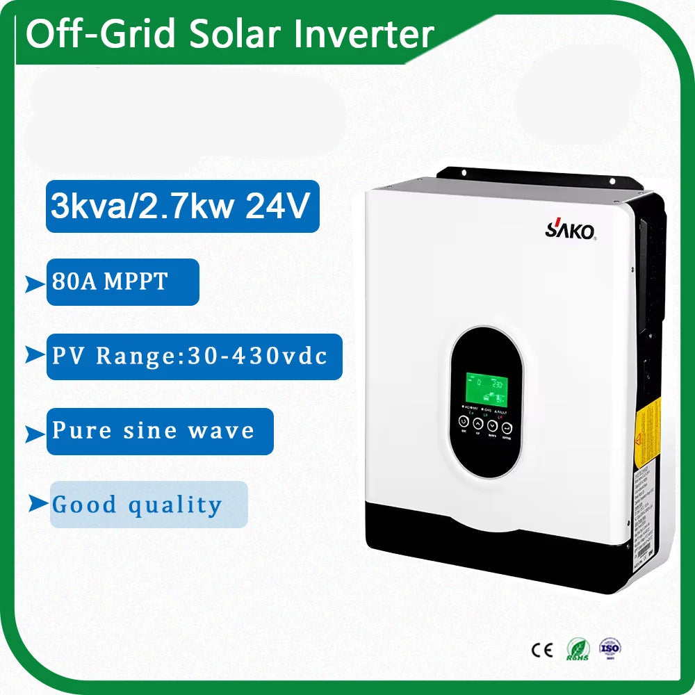 Hybride Zonne-energie Omvormer – Zonne-omvormer – Off-Grid Omvormer – Pure Sinusgolf – MPPT Laadregelaar – 2,7 kW Vermogen – Werkt Zonder Batterij