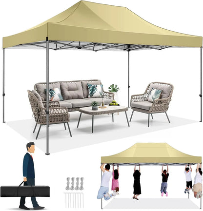 Partytent – Tuinpaviljoen – Overkapping – Tent – Waterdicht – 3 X 4,5 Meter – UV-Bescherming 50+ - Khaki