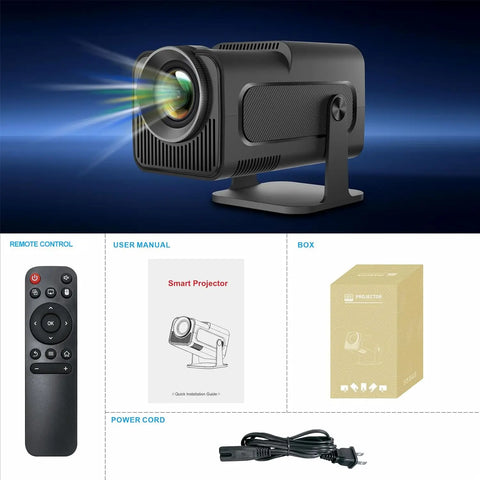 One Zisa - HY300 Mini - Beamer - Projector Beamer - Mini Meamer - 1920x1080dpi - Automatische focus - met WiFi - Android 11 - Zwart