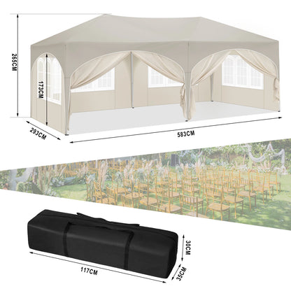 Pop-Up Tent – Tuinpaviljoen – Opblaasbare Tuintent – Buiten Shelter – 3x6 Meter – UV-Bescherming 98% – Verstelbare Hoogte - Beige