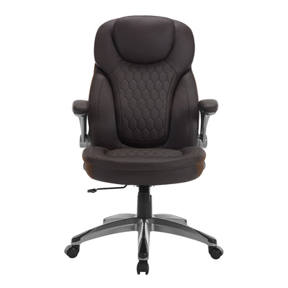 Bureaustoel - Swivel Stoel - met Hoofdsteun - Verstelbare - Rugleuning - Ergonomische - Draaibare - 67.5 x 73 x 110.5-120 cm - Donkerbruin