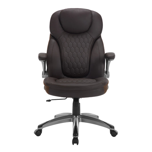 Bureaustoel - Swivel Stoel - met Hoofdsteun - Verstelbare - Rugleuning - Ergonomische - Draaibare - 67.5 x 73 x 110.5-120 cm - Donkerbruin