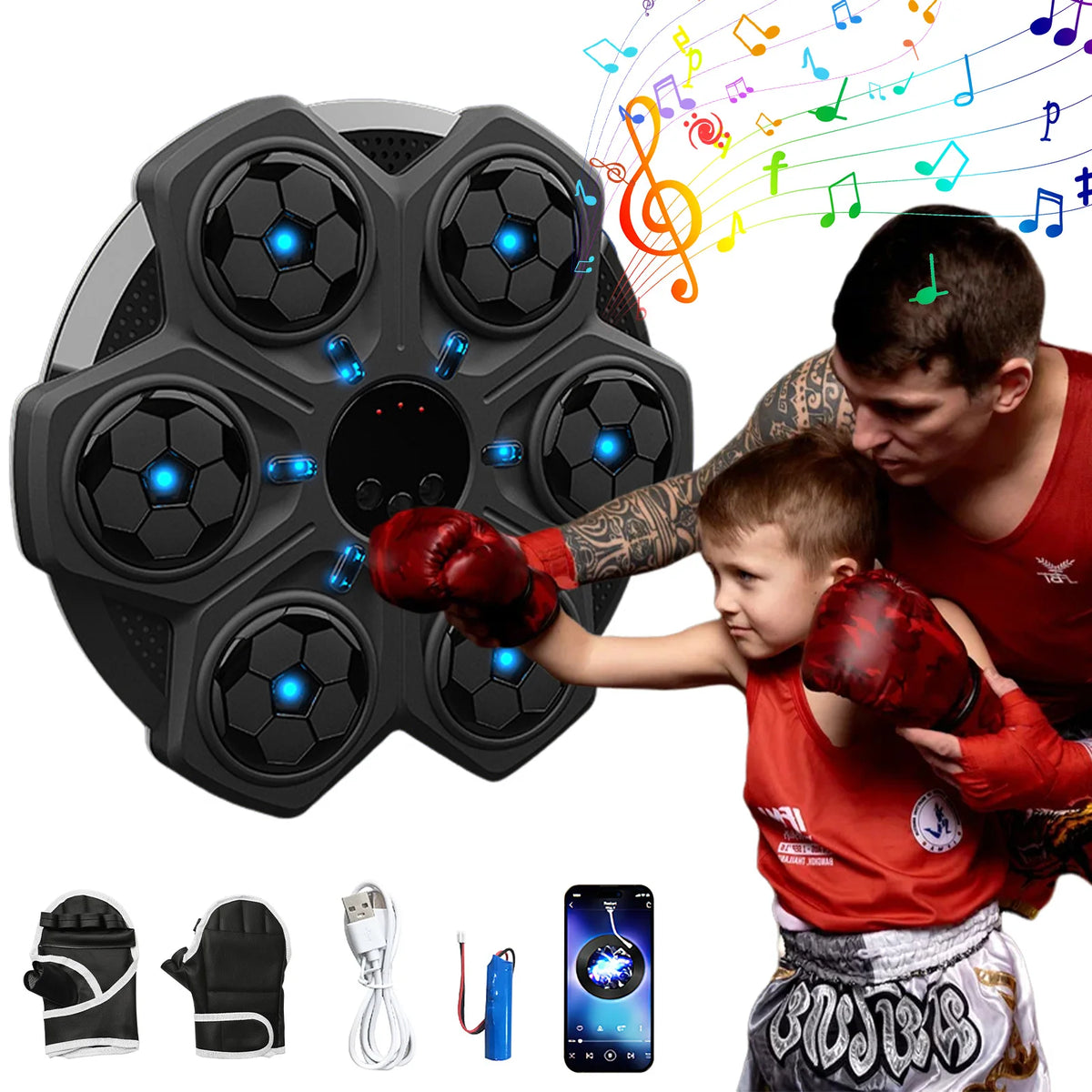New Smart Music Boxing Machine Home Wall Target Trainer Games Toys Children Decompression With Bluetooth 3 Speed ​​Boxing Machine