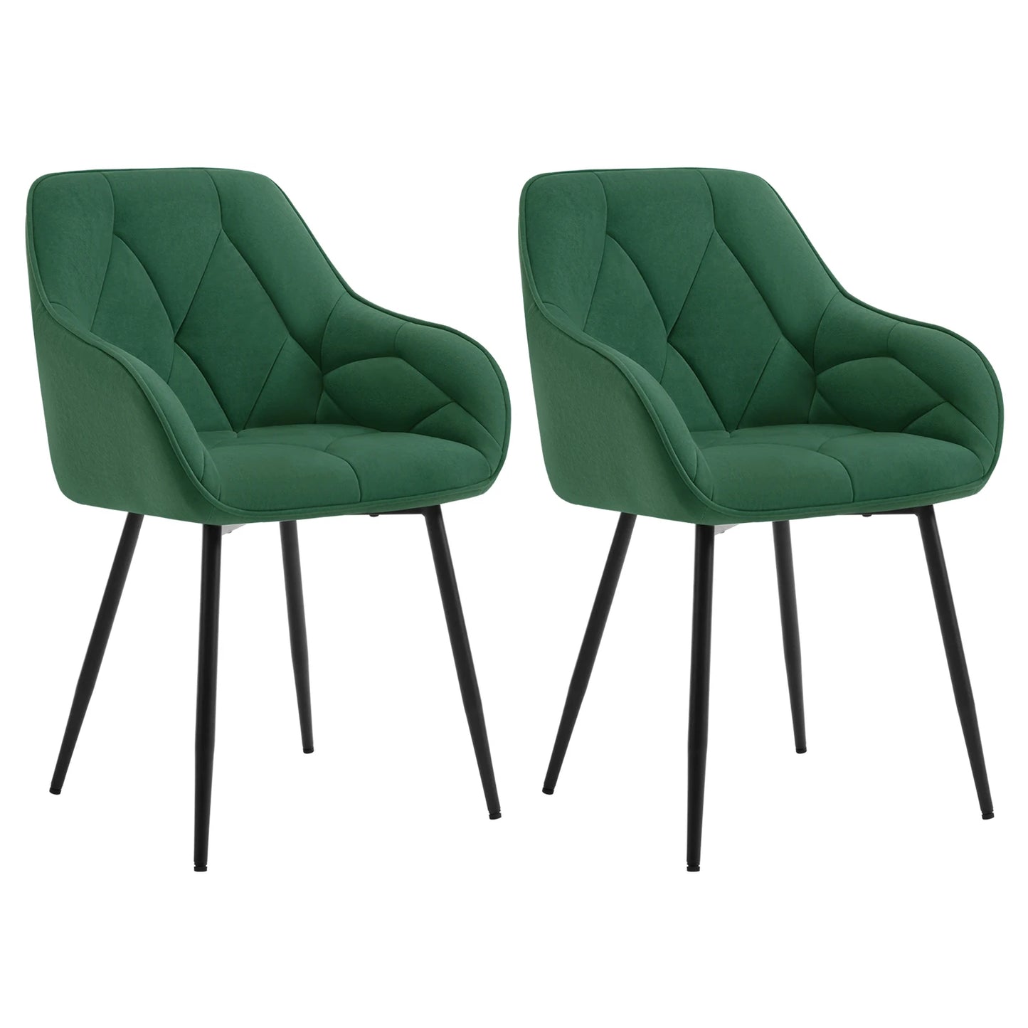 Eetkamerstoelen – Dining Stoelen – Keukenstoelen – Bureaustoelen – Makeup Stoelen – Fluweel Donkergroen – Metalen Poot – Set Van 2