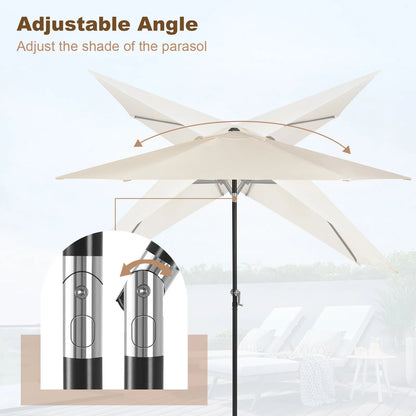 Parasol 300cm – UV-Bestendige Tuinparasol en Strandparasol – Waterdichte Zeshoekige Zonwering – 45° Kantelbaar – Lichtgewicht Design – Inclusief Draagtas – Ideaal Voor Tuin, Balkon of Strand – Beige