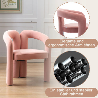 Eetkamerstoelen – Gestoffeerde Stoelen – Velvet Stoelen – Houten Stoelen – Comfortabele Zitting – Maximaal 150 Kg Draagvermogen - Roze