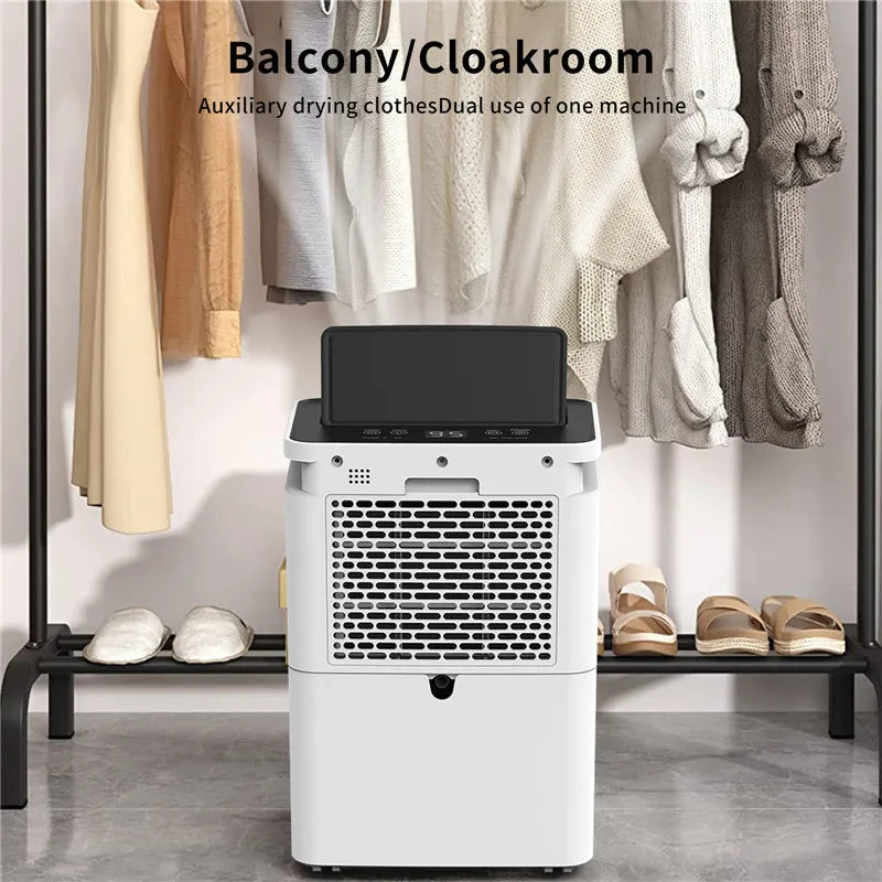 Luchtontvochtiger - Luchtreiniger - Dehumidifier - Draagbare - 35dB - 12L/24u - Met LED Display - Automatische Uitschakeling - voor Thuis - en Kantoorgebruik - Wit