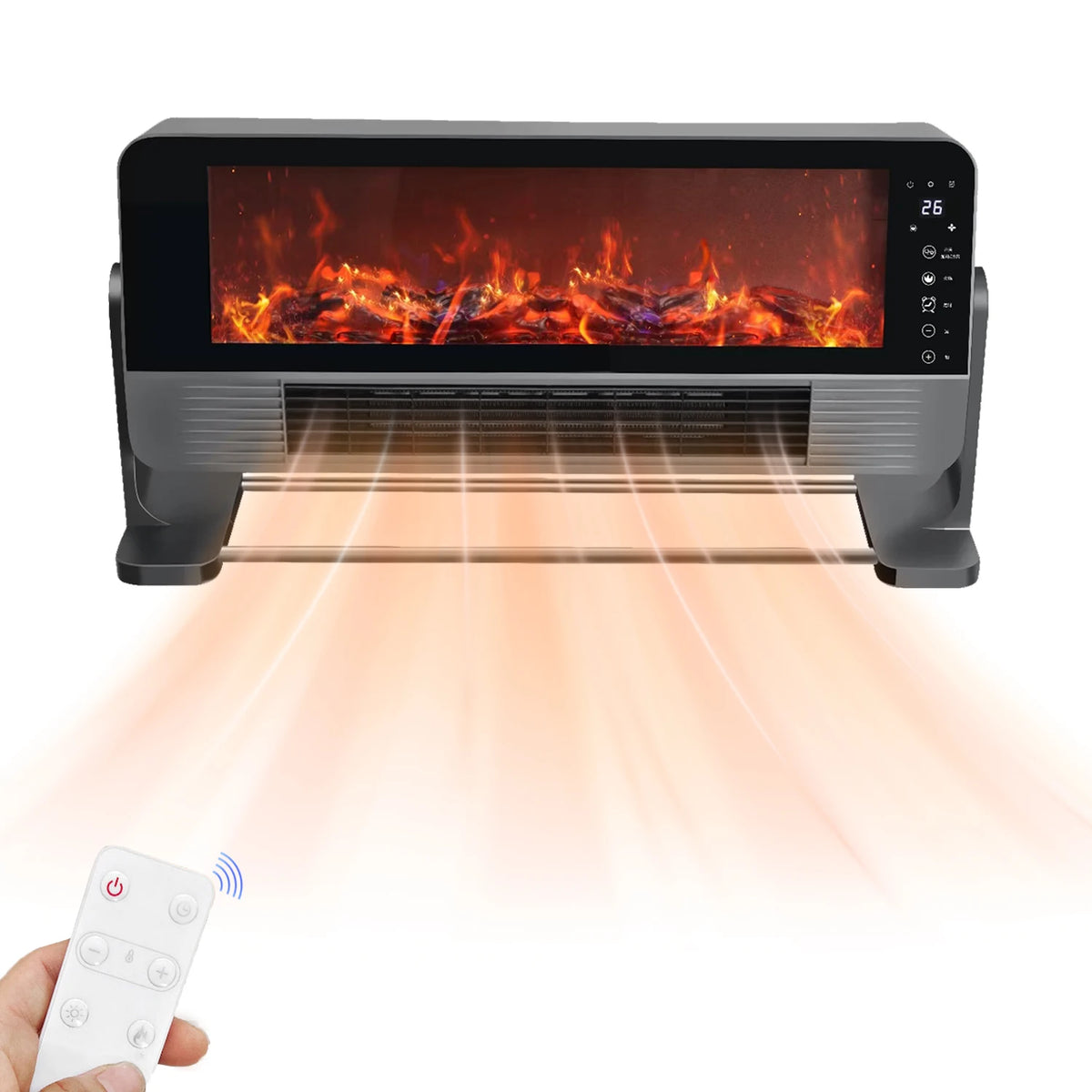 Elektrische Kachel - Draagbaar - Wandgemonteerde verwarmingsventilator - Heteluchtblazer Verwarming voor thuis - Winterverwarming Airconditioner - Efficiënte Verwarming - Instelbaar Vermogen - Grijs