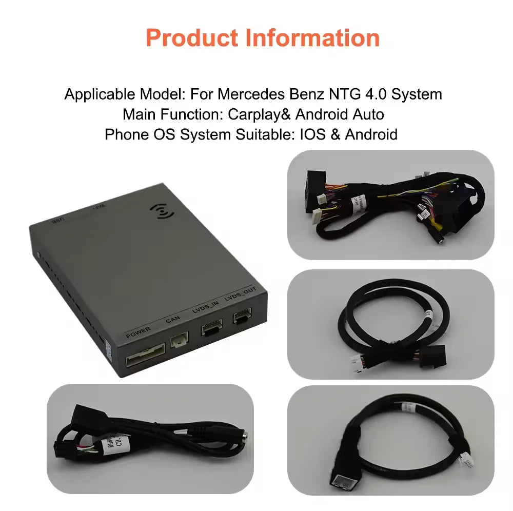 Wireless CarPlay Android Auto Decoder For Mercedes Benz NTG4.0 GLK W207 E Coupe W212 E Class W204 C Class SLK AUX BT Car Module