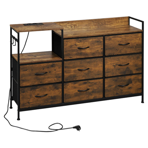Kast met 8 laden - Ladekast - Ladekasten - Ladenkastje - Opbergkasten - Vintage hout - 132 x 88 x 30 cm (B x H x D) - Oplaadstation.