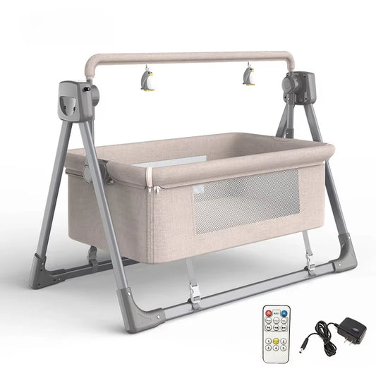 Co Sleeper - Baby Wieg - Wipstoel - Multifunctionele Elektrische Schommelstoel  - 0-3 Jaar - Intelligente Slaapfunctie – Afstandsbediening - Newborn Baby Slapen Mand – Weig - Khaki
