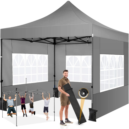 Pop-Up Partytent – Partytent 3x3m – Tent Waterdicht – Vouwtent – UV Bescherming – Slijtvast 420D Polyester – Windbestendig - Grijs