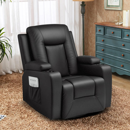 Relaxfauteuil – Relaxstoel – TV Fauteuil – Draaifauteuil – Kantelstoel – Zwart PU-leer – 160° Verstelbare Rugleuning – 360° Draaibaar