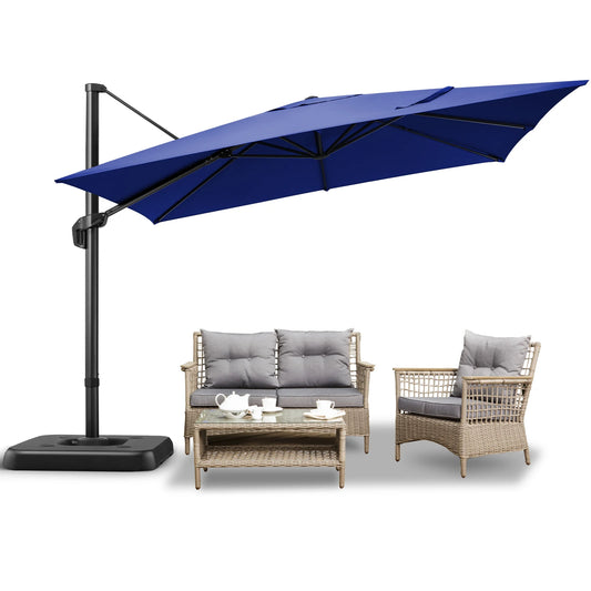 Parasol - Zweefparasol - Vrijdragende Parasol – Grote Parasol – Tuinparasol – Draaibare Parasol – 3X3 Meter – UV-Bestendig – Waterafstotend - Marineblauw