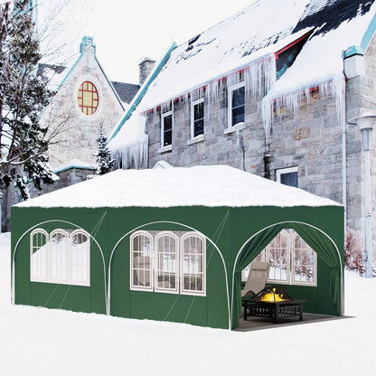 Paviljoen - Tuinpaviljoen - Partytent - Tuintent - Pop-up Kliksysteem - Stabiel - Opvouwbaar - Waterdicht - Winterbestendig - 50+UV-Bescherming - voor Tuin - Buiten - Achtertuin - 210D Oxford-doek - Ijzeren Buis - 3 x 6 m - Groen