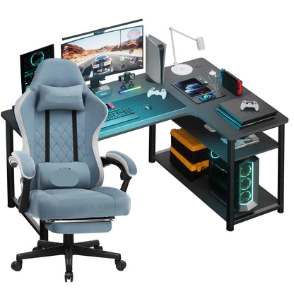 Gaming Bureau en Stoel Set – Gaming Desk – Werkplek Meubel – Computertafel – Gamestoel – Ergonomisch Design – Verstelbare Rugleuning