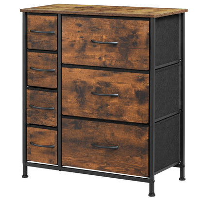 Opbergkast - Ladekast - Ladekastje - Ladenkastje - Ladenkast - Metalen Frame - 7 Lades - voor Woonkamer - Slaapkamer en Hal - Vintage Bruin Zwart