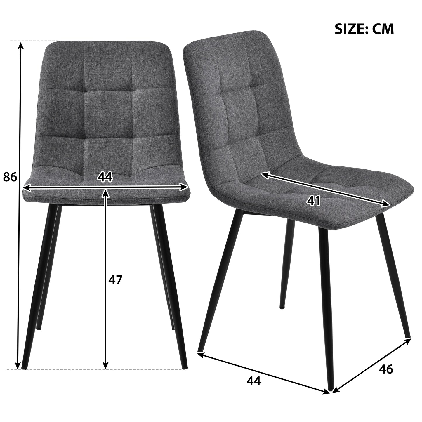 Eetkamerset – Eettafelset – Eetkamertafel Met Stoelen – Compacte Eethoek – Marmerlook Tafel – Linnen Beklede Stoelen - Donkergrijs