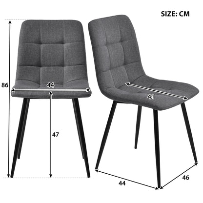 Eetkamerset – Eettafelset – Eetkamertafel Met Stoelen – Compacte Eethoek – Marmerlook Tafel – Linnen Beklede Stoelen - Donkergrijs