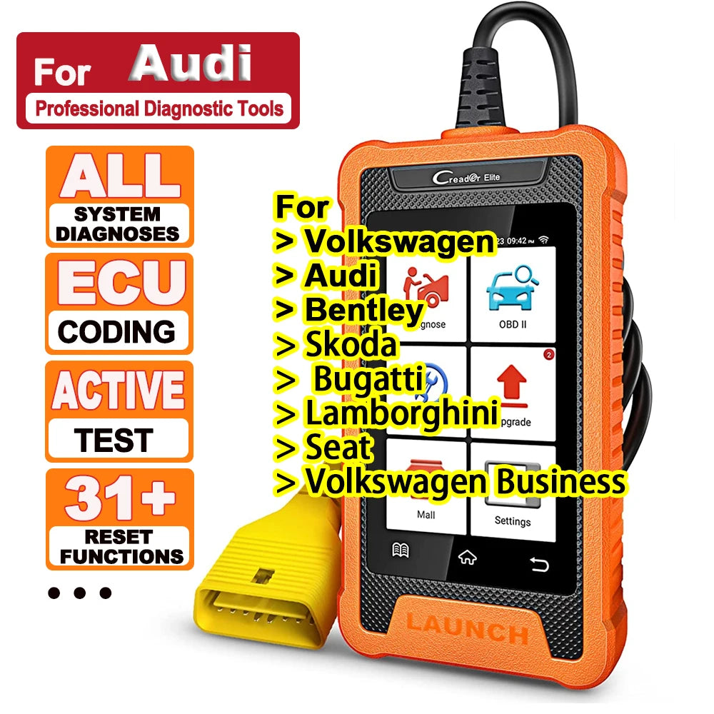 OBD Scanner - OBD2 - Auto Scanner - Auto uitlezen - Diagnose Apparatuur voor Auto's - Autoscanner - Autodiagnosetool - Actieve Test - Slimme Diagnose - ECU-Codering - 30+ Resetservices - OE-Niveau Diagnose - voor Audi