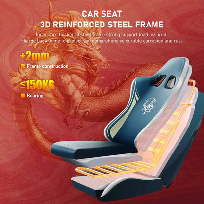 Gamingstoel – Bureaustoel – Gamestoel – Office Chair – Bureaustoel Gaming – Bluetooth Speakers – Ergonomisch Met Voetensteun – Kunstleer Grijs - QUORE