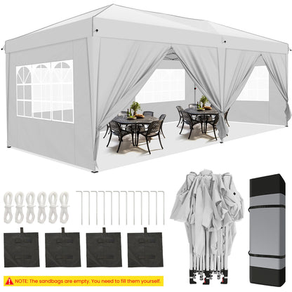 Pop-Up Partytent – Partytent – Evenemententent – Tuinentent – Markttent – Waterdicht Oxford Doek – Stevig Stalen Frame - Wit - QUORE