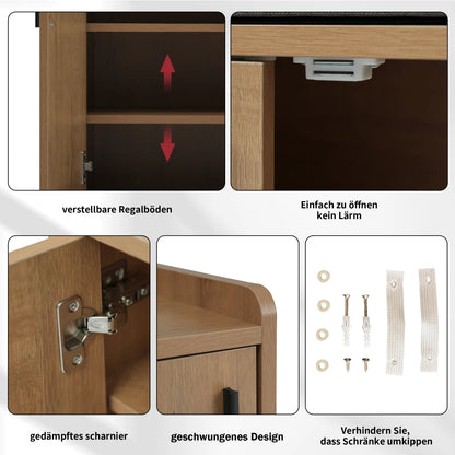 Schoenenbank – Schoenenrek – Zitbank – Opbergmeubel – Houten Frame – Comfortabel Kussen – Verstelbare Opbergruimte - 100 x 34 x 69 cm - Bruin & Grijs