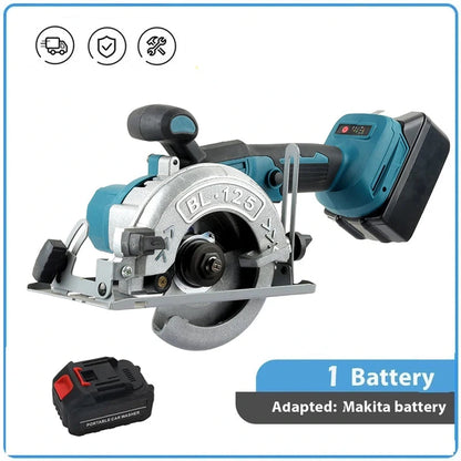 Accu Cirkelzaag - Snoerloze - Cirkelzaagmachine - 125mm - 18V - Instelbare Zaaghoek - Handcirkelzaag - voor Houtbewerking - 1 Batterij Inbegrepen