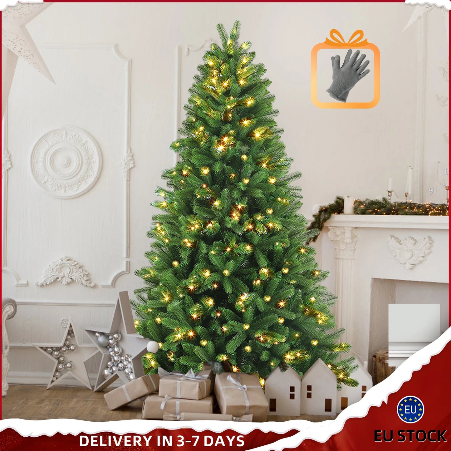 Kunstkerstboom – Kunstboom – Kerstboom – Winterboom – Feestboom – 180/210/235 cm – Met 250/350/450 LED Lampjes – Realistisch PVC+PE Metalen Standaard