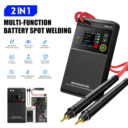 Welding Machine - Electric Welder - Spot Welder - Portable Mini Spot Welder - with 1.8” LCD - 5000mAh - Adjustable DIY Welder - Black