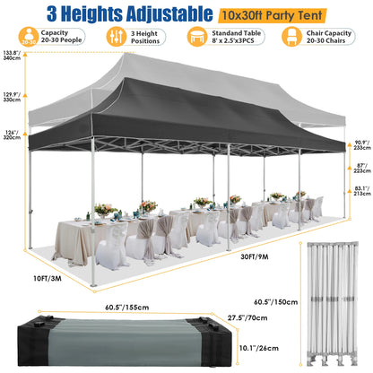 Partytent – Tuinpaviljoen – Evenemententent – Overkapping – 3x6 Meter – Staalframe – Waterdicht Met Zijwanden - Zwart