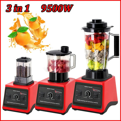 Elektrische Blender - Keukenmachine - Blender - 3-in-1 - 9500W - Krachtige Blender - 38,000 RPM - 220V - Meertrapsregeling - Comfortabele Grip