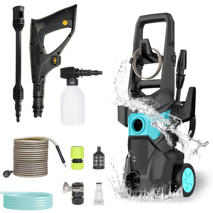 Elektrische Hogedrukreiniger – Drukspuit – Waterreiniger – Terrasreiniger – Tuinspuit – 1500W 135 Bar – Verstelbare Lance 0°-160° – Blauw