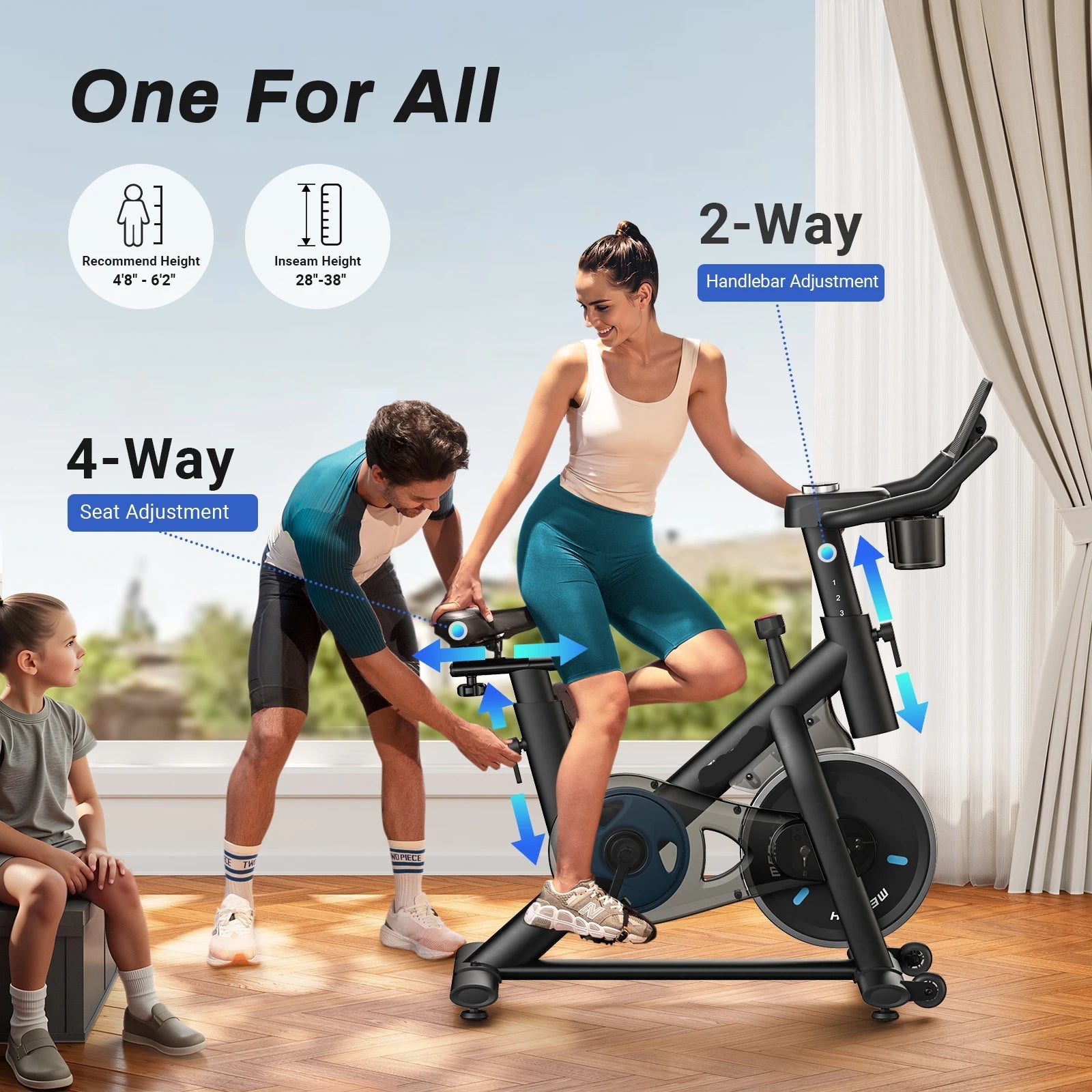 Hometrainer – Fitnessfiets – Indoor Bike – Fietstrainer – Conditietrainer – Stil Met Riemaandrijving – Verstelbaar Zadel & Stuur - QUORE