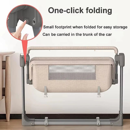 Co Sleeper - Baby Wieg - Wipstoel - Multifunctionele Elektrische Schommelstoel  - 0-3 Jaar - Intelligente Slaapfunctie – Afstandsbediening - Newborn Baby Slapen Mand – Weig - Khaki