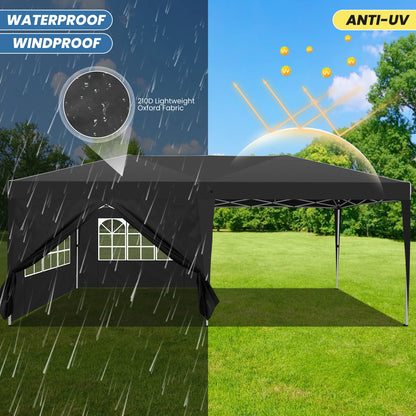 Pop-Up Partytent – Partytent – Evenemententent – Tuinentent – Markttent – Waterdicht Oxford Doek – Stevig Stalen Frame - Khaki - QUORE