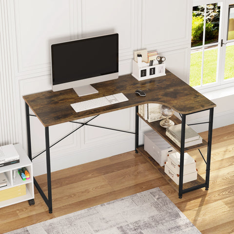Computer table - Computer desk - Computer furniture - Laptop table - Gaming table - L-shaped - Light oak and white