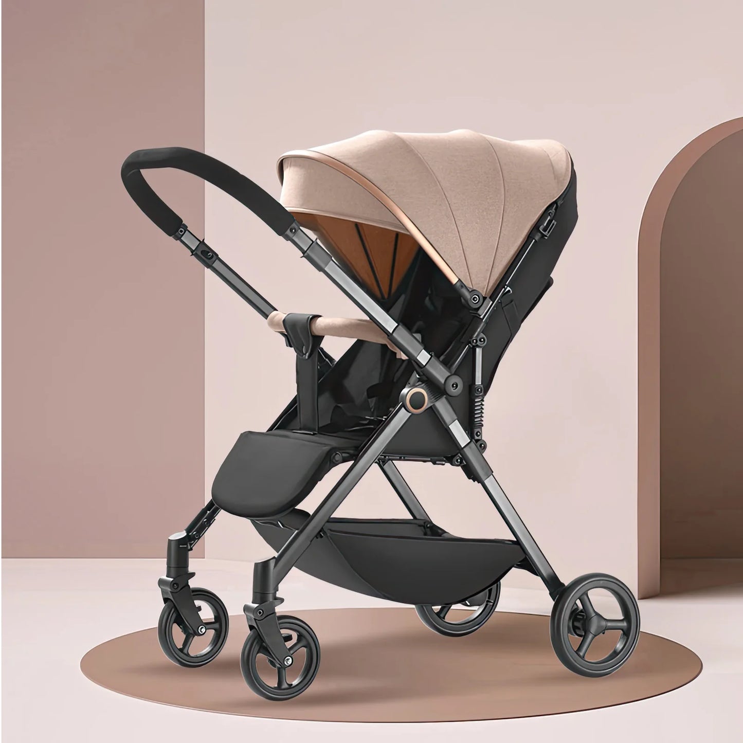 Kinderwagen – Wandelwagen - Babywagen – Inklapbaar - Compacte Baby Kinderwagen - Ultraleichte - Comfortabel - Veilig – Schokabsorptie - Khaki