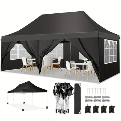Partytent – Feesttent – Evenemententent – Tuinfeesttent – Grote Afmetingen 3x6 Meter – Waterdicht Oxford 210D - Zwart