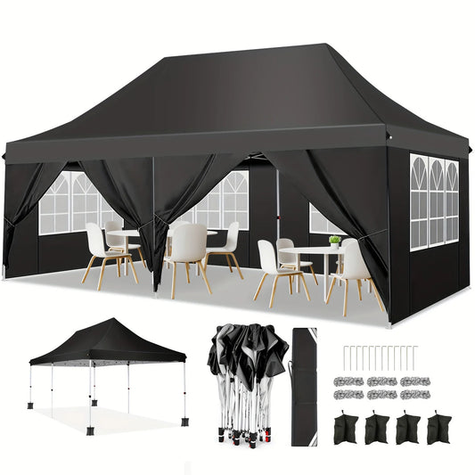 Partytent – Feesttent – Evenemententent – Tuinfeesttent – Grote Afmetingen 3x6 Meter – Waterdicht Oxford 210D - Zwart