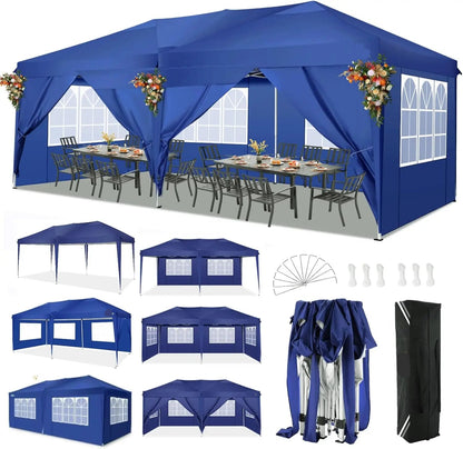 Partytent – Tent – Overkapping – Buitenluifel – 3x6 Meter – Waterdicht Oxford Doek – Verstelbaar Stalen Frame - Marineblauw