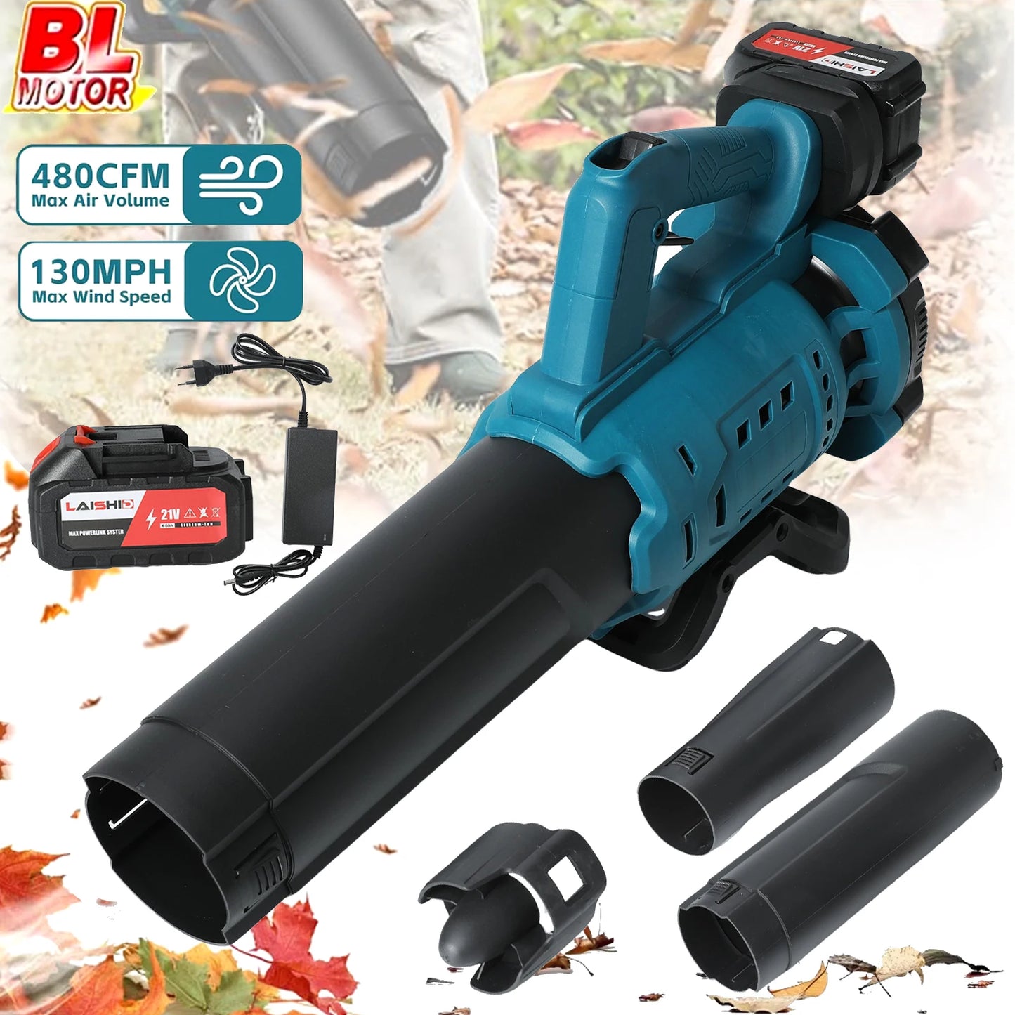 Bladblazer - Bladblazers met Accu - Draadloze - Elektrische - Brushless Accublazer - Elektrische Bladblazer - 130MPH - 480CFM - voor Tuin, Sneeuw en Bladeren - Zonder Accu